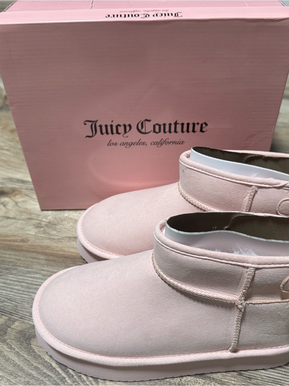 Juicy Couture Pale Pink Ankle Booties with Strap Detail